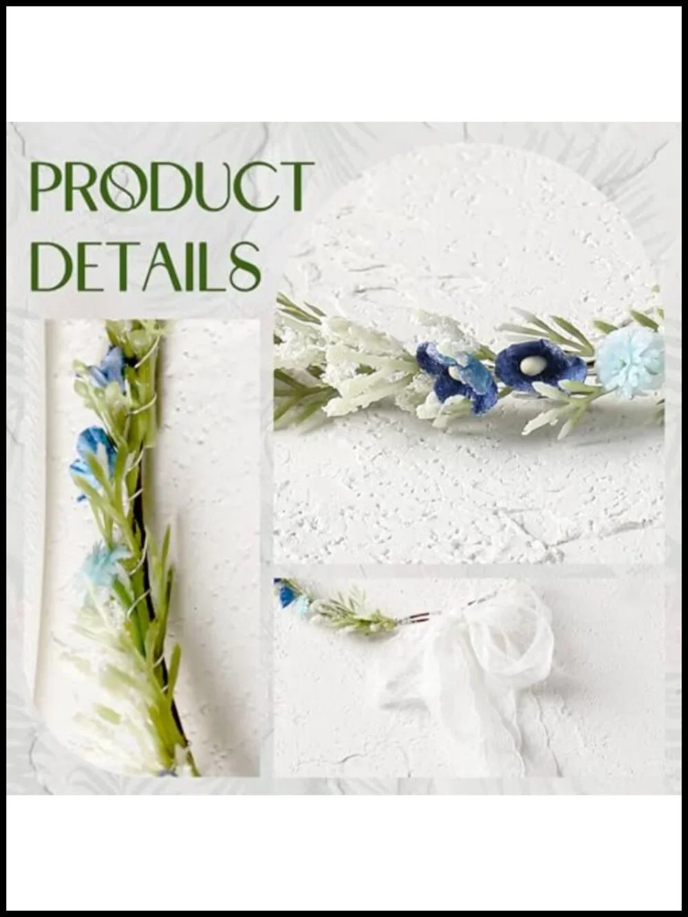 Blue Flower Crown Headband Renaiss